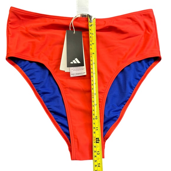 ADIDAS eco friendly women’s bright red high waist bikini swim bottoms size L NWT - Picture 2 of 6